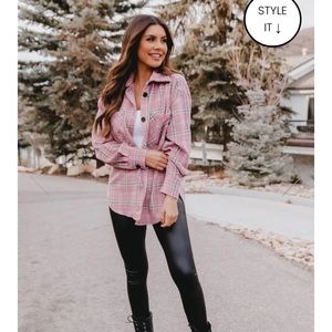 Pink Lily flannel shacket
